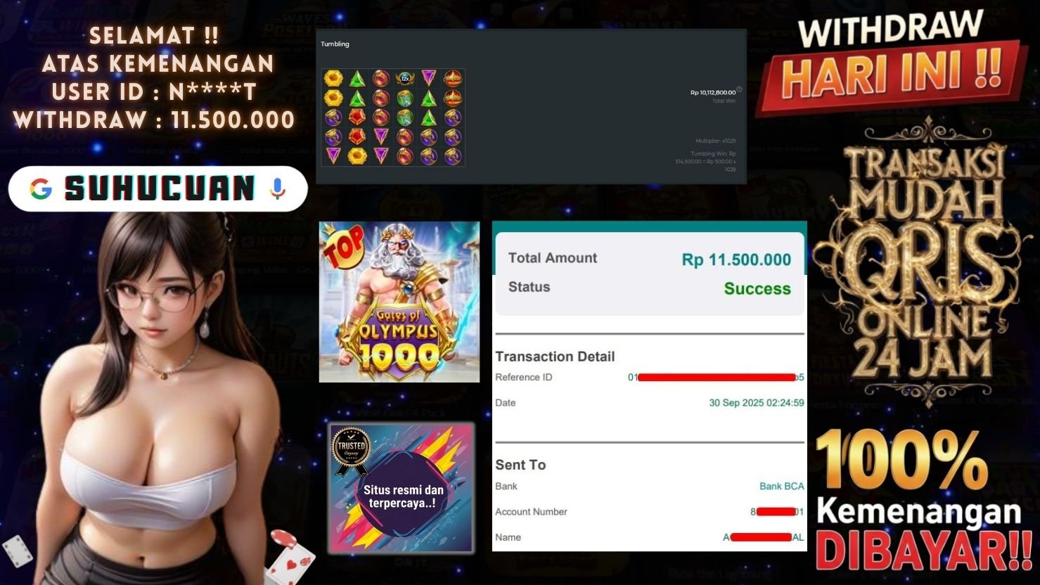 SUHUCUAN JACKPOT SLOT GATES OF OLYMPUS 1000